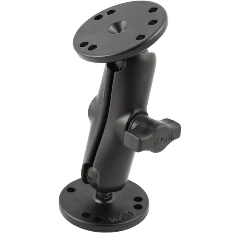 Ram 1" Ball Double Socket Arm With Two 2.5" Round Bases (Amps Hole Pattern) [Ram-B-101U] 1