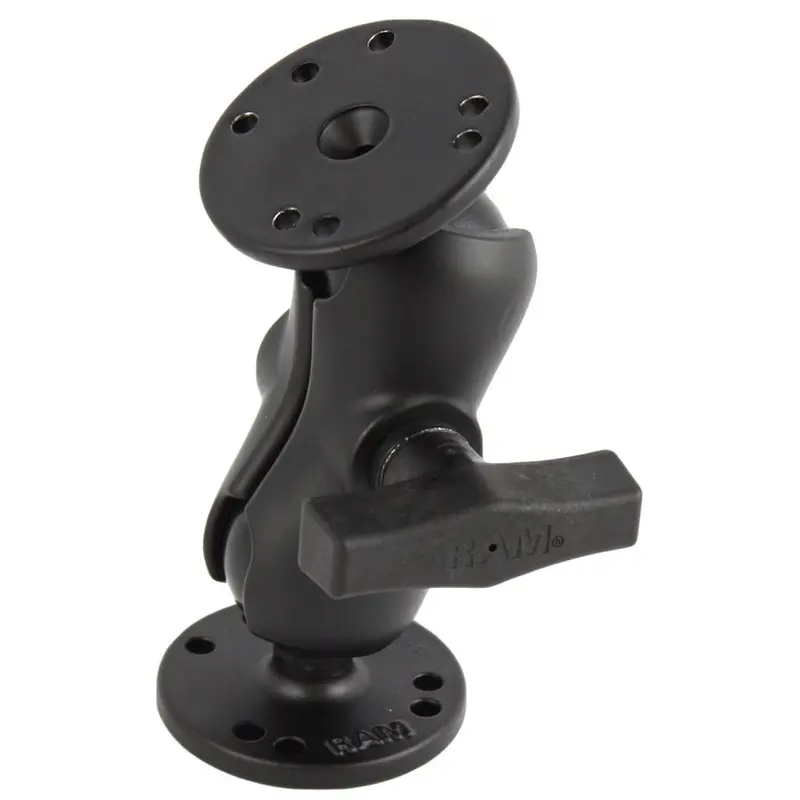 Ram Ball Mount With Short Double Socket Arm And Amps-Compatible Round Bases 1