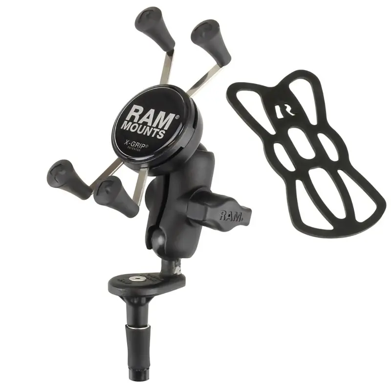 Ram Fork Stem Mount With Short Double Socket Arm And Universal X-Grip For Phones [Ram-B-176-A-Un7U] 1