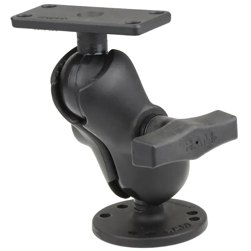 Ram Mount 1.5" Ball Mount For Humminbird Helix 5: Short Arm, 1.5" X 3" Plate, 2.5" Round Base – Model Ram-202-153-B-202U 1