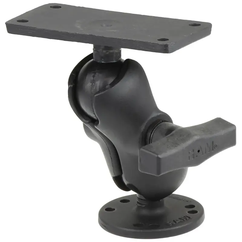 Ram Mount 1.5" Ball Mount For Humminbird Helix 7: Short Arm, 2" X 4" Plate, 2.5" Round Base – Model Ram-202-24-B-202U 1
