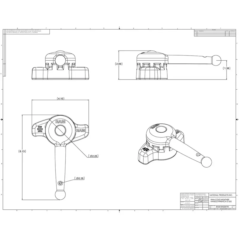 Ram Mount Adjustable Handle Wrench For D-Size Ball Arms And Mounts [Ram-Knob9Hu] 2