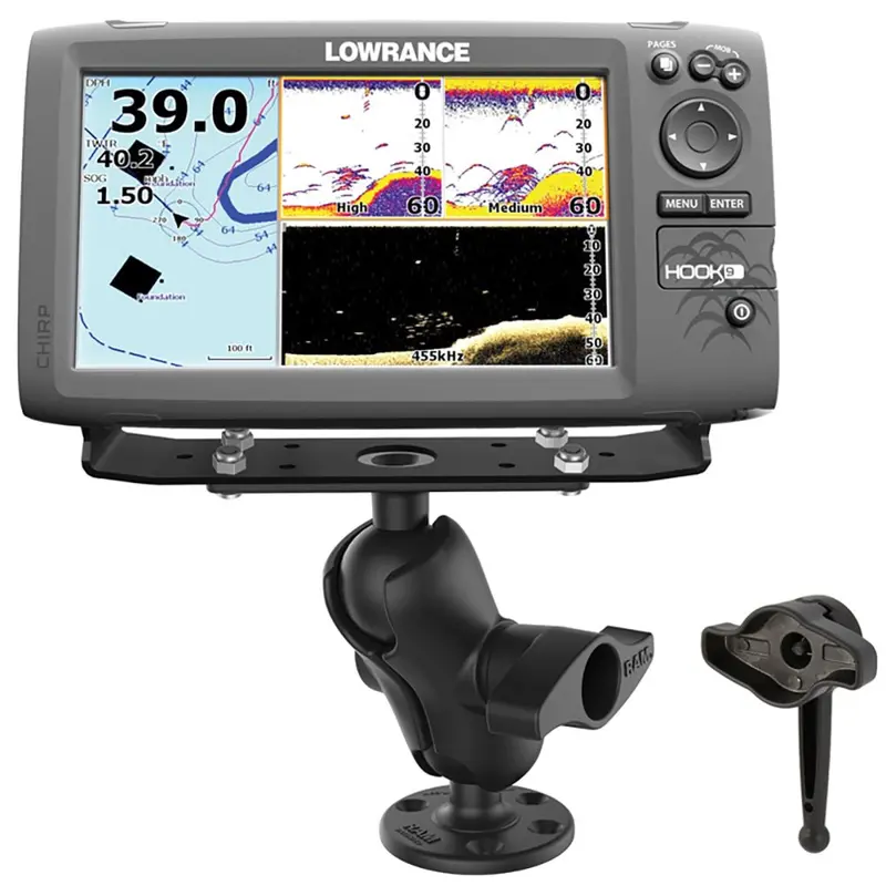 Ram Mount D-Size Ball Mount With Short Arm And Hi-Torq Wrench For 9"–12" Fishfinders And Chartplotters – Model Ram-D-115-C-Knob9H 2