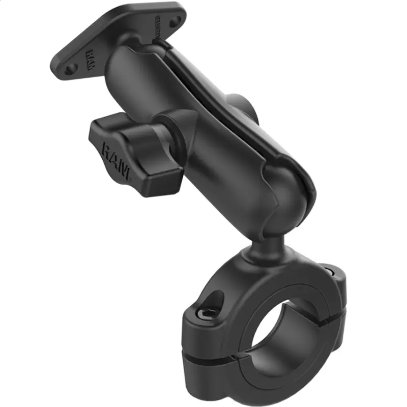 Ram Mount Torque Handlebar/Rail Base (1.125"–1.5") With B-Size 1" Ball, Medium Arm, Diamond Ball Plate [Ram-B-408-112-15-238U] 1