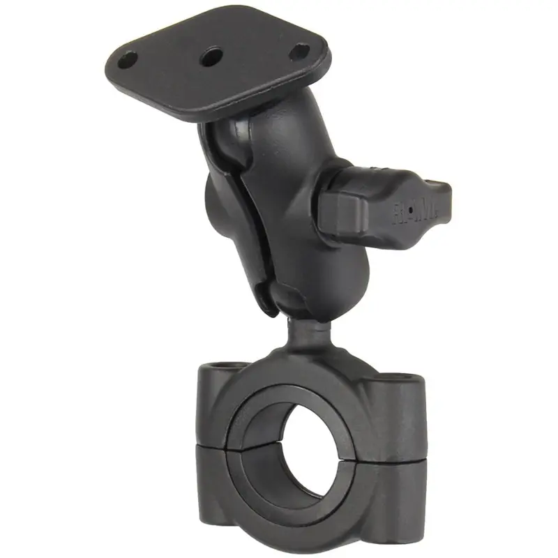 Ram Mount Torque Rail/Handlebar Base (1.125"–1.5") With B-Size 1" Ball, Short Arm, Diamond Plate Adapter [Ram-B-408-112-15-A-238U] 1