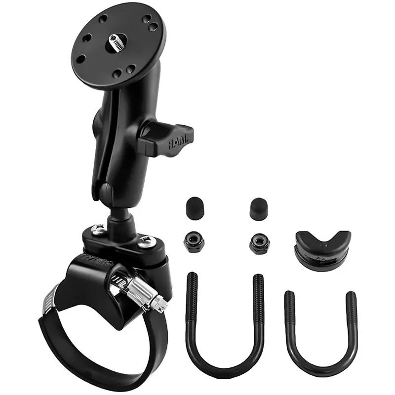 Ram Roll-Bar Strap Clamp Mount With Standard Double Socket Arm And 2.5-Inch Round Base 1