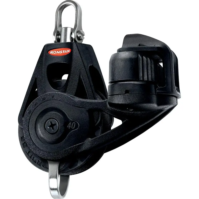 Ronstan Series 40 Ball Bearing Orbit Block – Single Sheave With Becket, Cleat & Swivel Head [Rf45130] 1