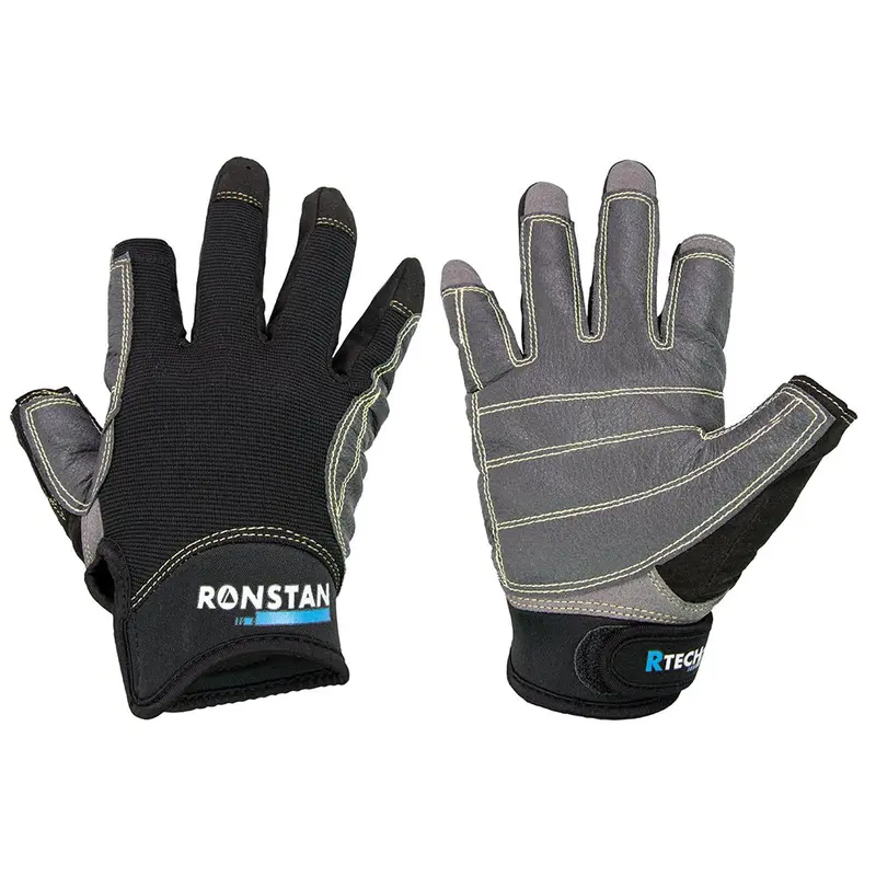 Ronstan Sticky Race Gloves – 3-Finger Black Design, Size L 1