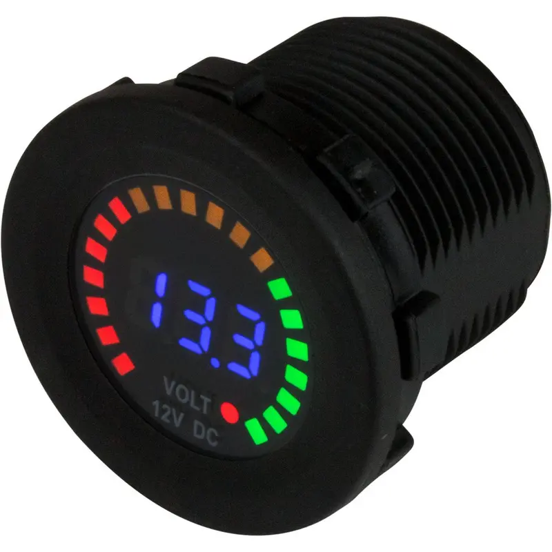 Round Dc Voltage Meter With Rainbow Dial – 5–15V Range – Sea-Dog 421617-1 1