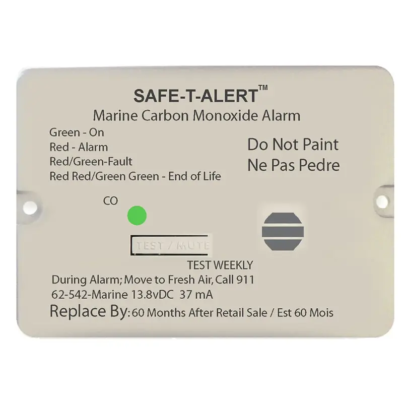 Safe-T-Alert 62-Series 12V Marine Co Alarm – Flush Mount – White (62-542-Marine) 1