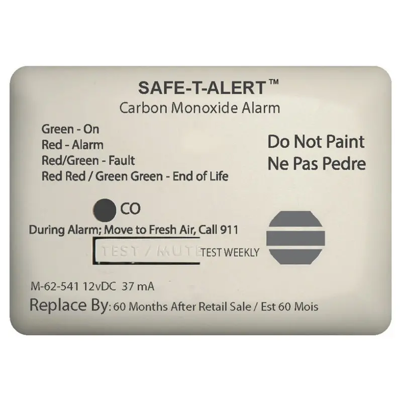 Safe-T-Alert 62-Series Marine Carbon Monoxide Sensor With Nc Relay – 12V Surface Mount – White (62-541-Marine-Rly-Nc) 1