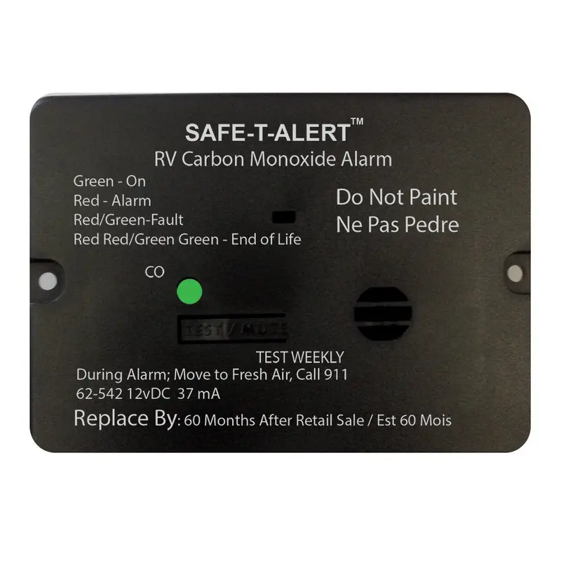 Safe-T-Alert 62-Series Rv Carbon Monoxide Detector – 12V Flush-Mount, Black Housing [62-542-Bl] 1