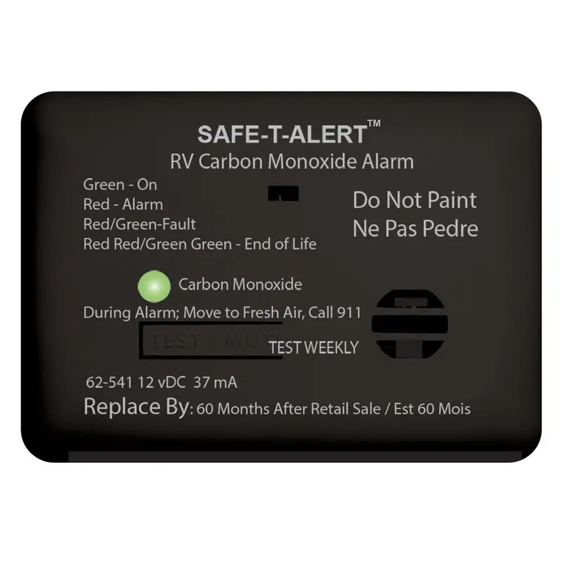Safe-T-Alert 62-Series Rv Carbon Monoxide Detector – 12V Surface-Mount, Black Housing [62-541-Bl] 1
