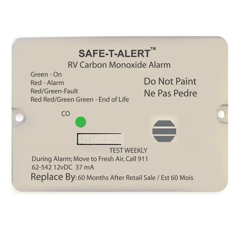 Safe-T-Alert 62-Series Rv Co Alarm – 12V Flush-Mount, White Enclosure [62-542-Wt] 1