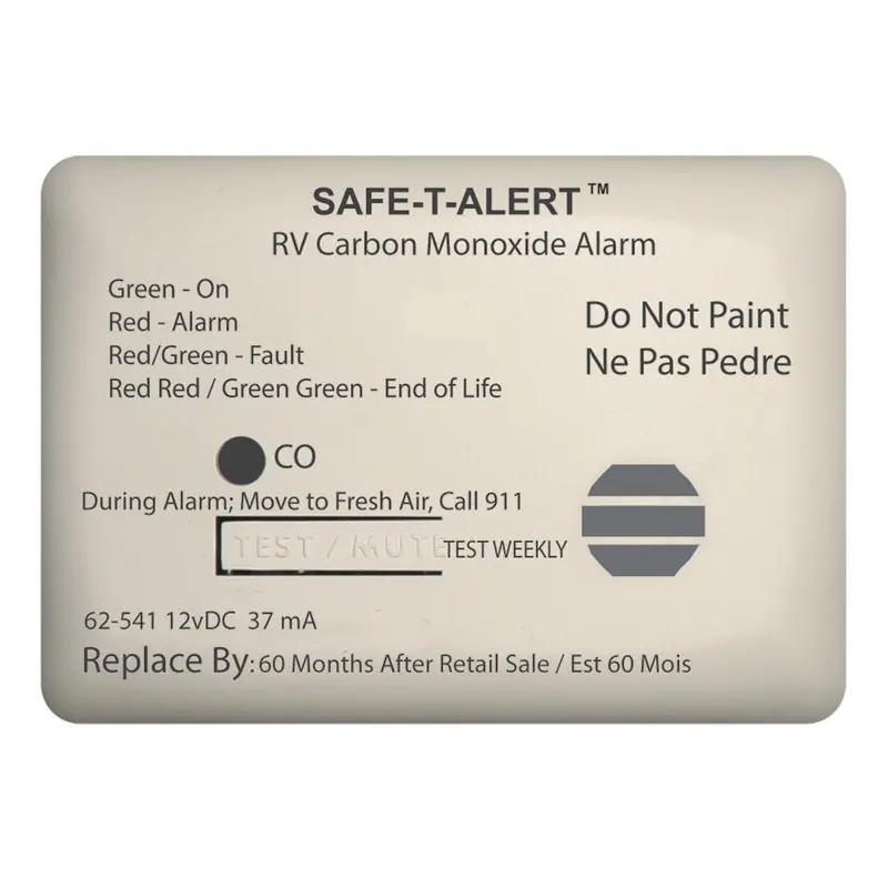 Safe-T-Alert 62-Series Rv Co Alarm – 12V Surface-Mount, White Enclosure [62-541-Wt] 1