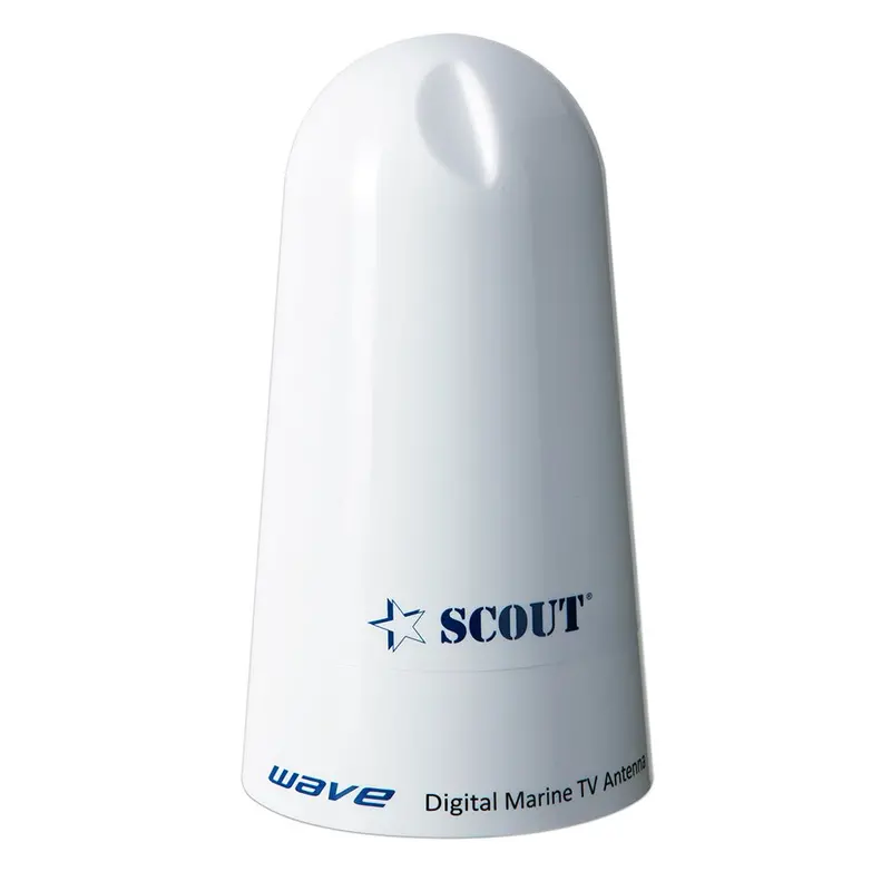 Scout Wave 4-Inch White Tv Antenna – Omnidirectional, 25Db Gain, 75-Ohm Impedance, Includes 10M Cable 1