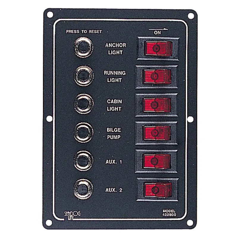 Sea-Dog 6-Circuit Aluminum Marine Circuit Breaker Panel 1