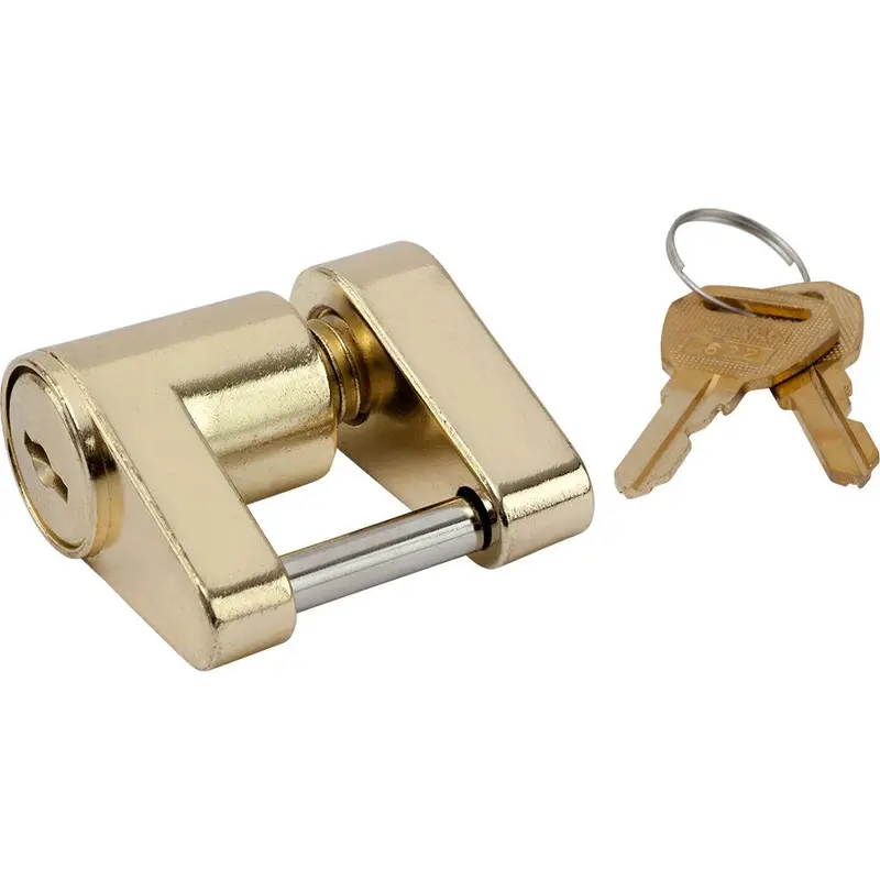 Sea-Dog Two-Piece Brass-Plated Coupler Lock – Secure Trailer Connection 1