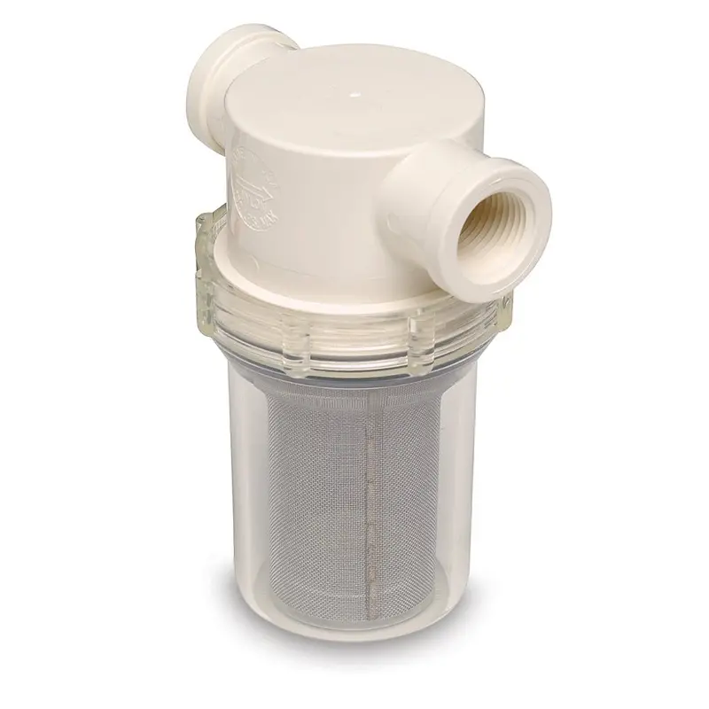 Shurflo Pentair 1/2" Raw Water Strainer With Mounting Bracket And Fittings – 50-Mesh Screen, Model 253-121-01 1