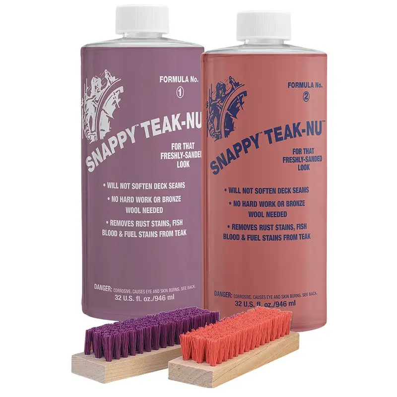 Snappy Teak-Nu Restoration Kit – Includes Formula No. 1 (32 Oz), Formula No. 2 (32 Oz), And Bristle Brush [Stn-Qkit] 1