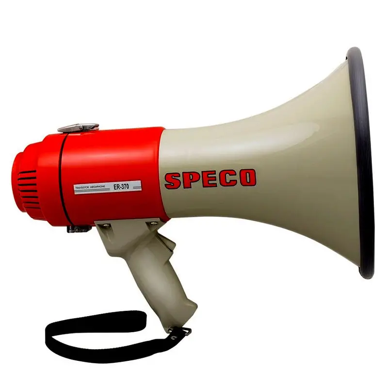 Speco Er370 Deluxe Portable Megaphone With Siren Function – 16W Output, Red/Grey Finish 1