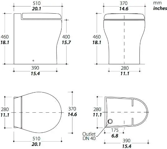 Tecma Silence Plus Dual-Button Flush Toilet – Bone Finish, High-Profile Design 2