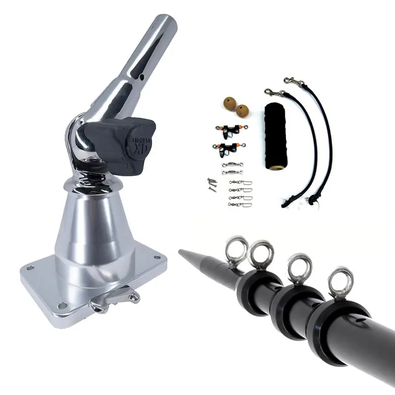 Tigress Xd Bay Series Top-Mount Outrigger System – 15-Foot Aluminum Black Outriggers With Deluxe Rigging 1