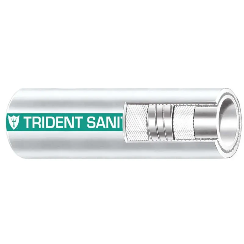 Trident Premium 1.5-Inch Marine Sanitation Hose – 50-Foot Coil, White With Green Stripe [102-1126] 1