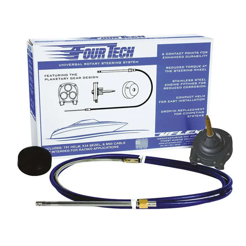 Uflex Fourtech 13-Foot Mach Rotary Steering System – Includes Helm, Bezel & Cable [Fourtech13] 1