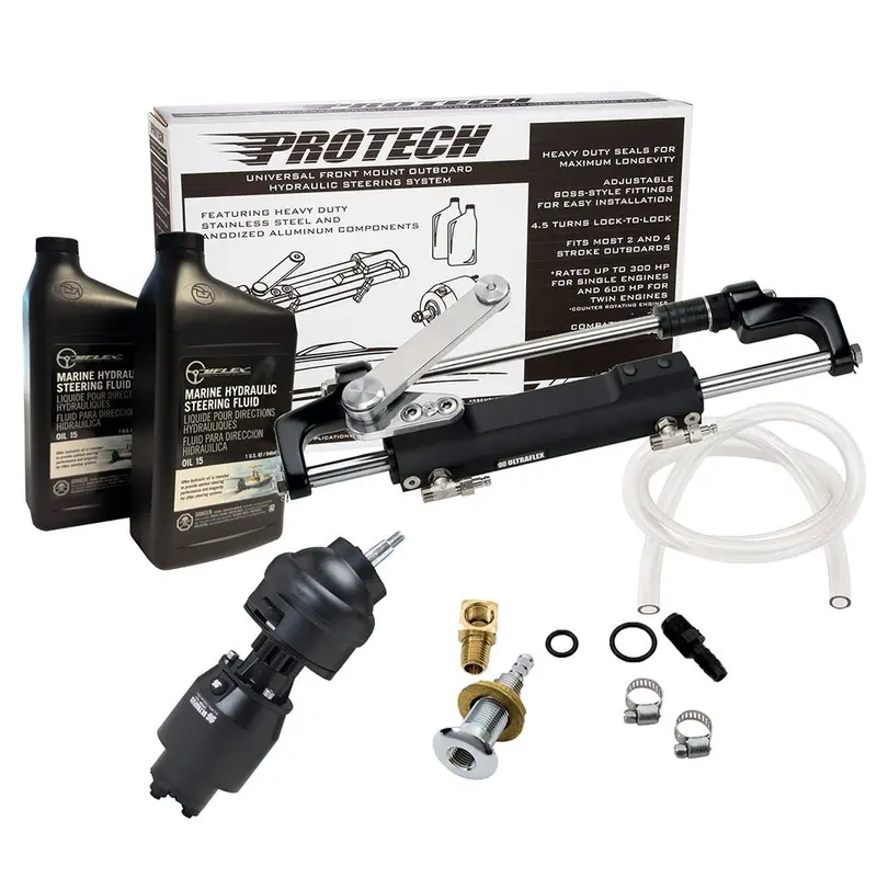 Uflex Protech 2.1 Front-Mount Hydraulic Tilt System For Outboards – Includes Helm Pump, Cylinder, And Tilt Assembly (Protech 2.1T) 1