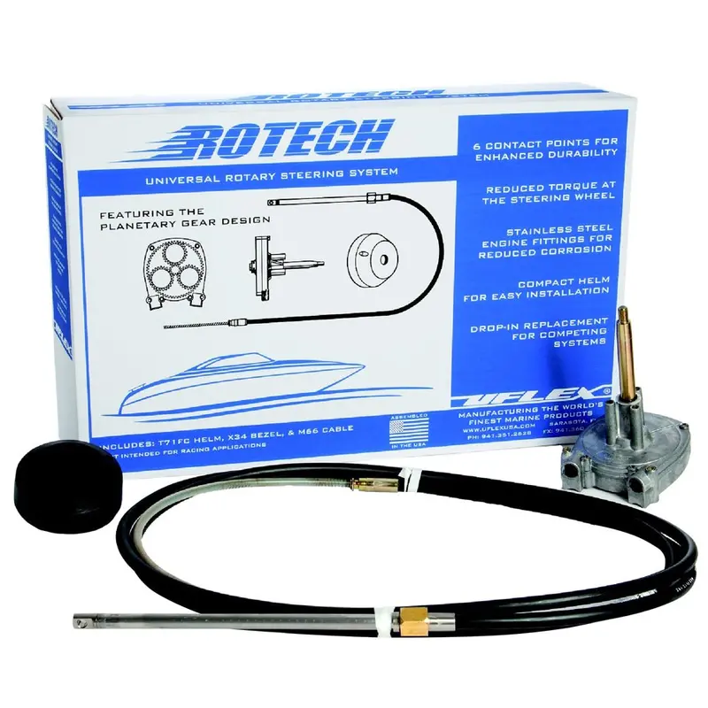 Uflex Rotech 9-Foot Rotary Marine Steering Kit – Compact Cable, Helm, And Bezel Package 1