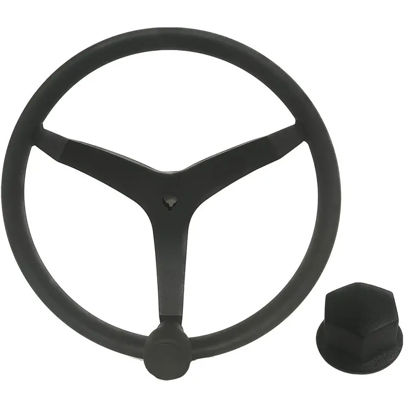 Uflex V46 Stainless Steel Steering Wheel – 13.5" With Speed Knob, Black Finish & Chrome Nut Kit 1