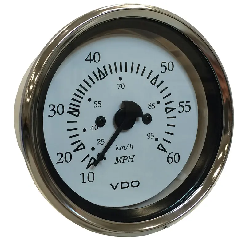 Vdo 85Mm Marine Pitot Tube Speedometer – 0–60 Mph Analog Gauge With White Dial & Chrome Bezel 1