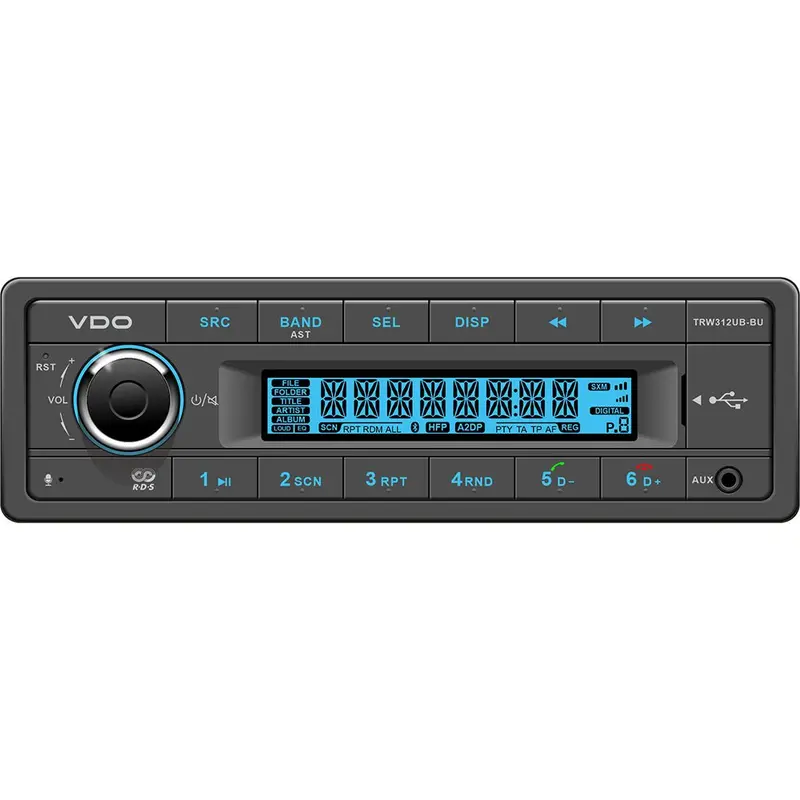Vdo Trw312Ub-Bu Marine Radio – 12V Fm Rds, Bluetooth, Usb, Mp3/Wma, Blue Backlight 1