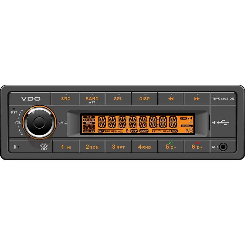 Vdo Trw312Ub-Or Marine Radio – 12V Fm Rds, Bluetooth, Usb, Mp3/Wma, Orange Backlight 1