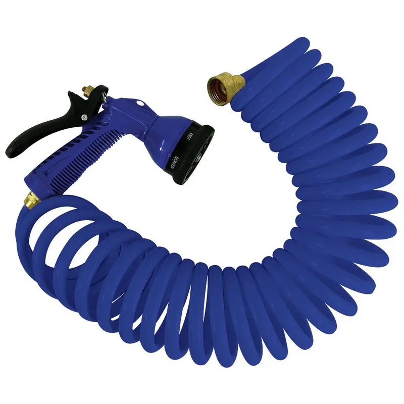 Whitecap 50-Foot Blue Coiled Hose With Adjustable Spray Nozzle 1
