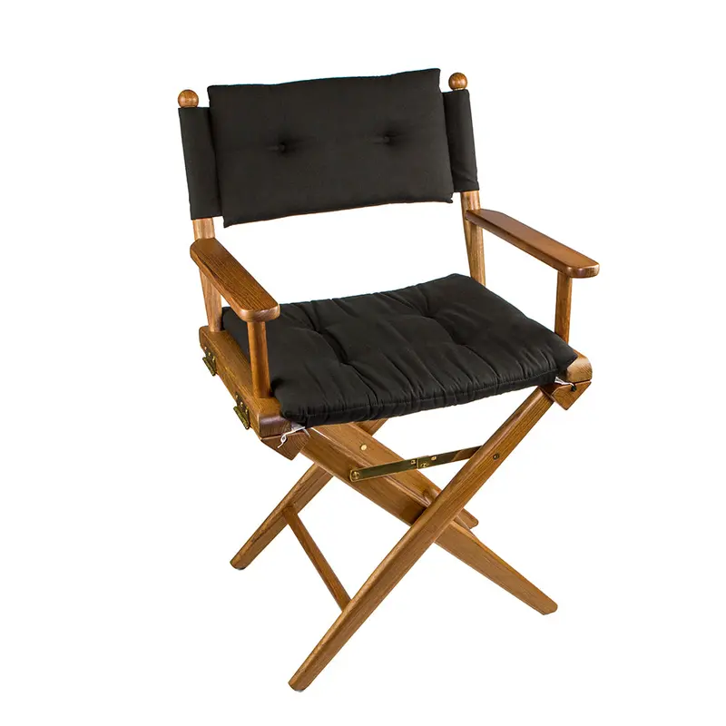 Whitecap Teak Directors Chair Featuring A Black Cushioned Seat 1