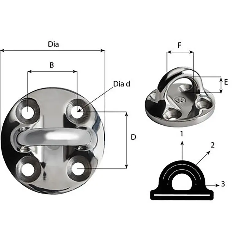 Wichard Fixed Round Pad Eye – 57Mm Diameter, Rigid Mounting 2